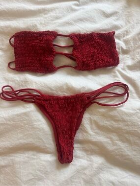 Strapless Bikini Set - thong bottom
